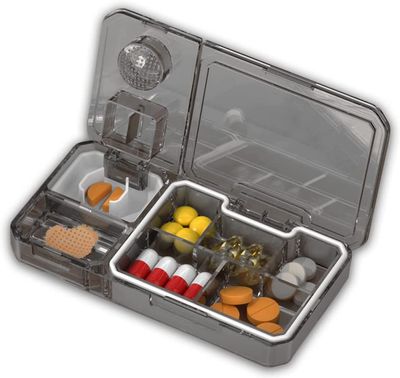 BLISS START Pill Cutter, Pill Splitter, Portable Multi Function Pill Crusher Cutters with Pill Storage Box, for Cutting Small or Large Vitamins Medicine - Daily Medication Travel Essentials (1Pcs).