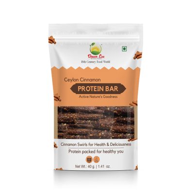 Dawn Lee Ceylon Cinnamon Protein Bar | 40g | 8g Protein | Gluten-Free Snack | With Dry Fruits, Seeds & Rose Petals | No Refined Sugar or Preservatives