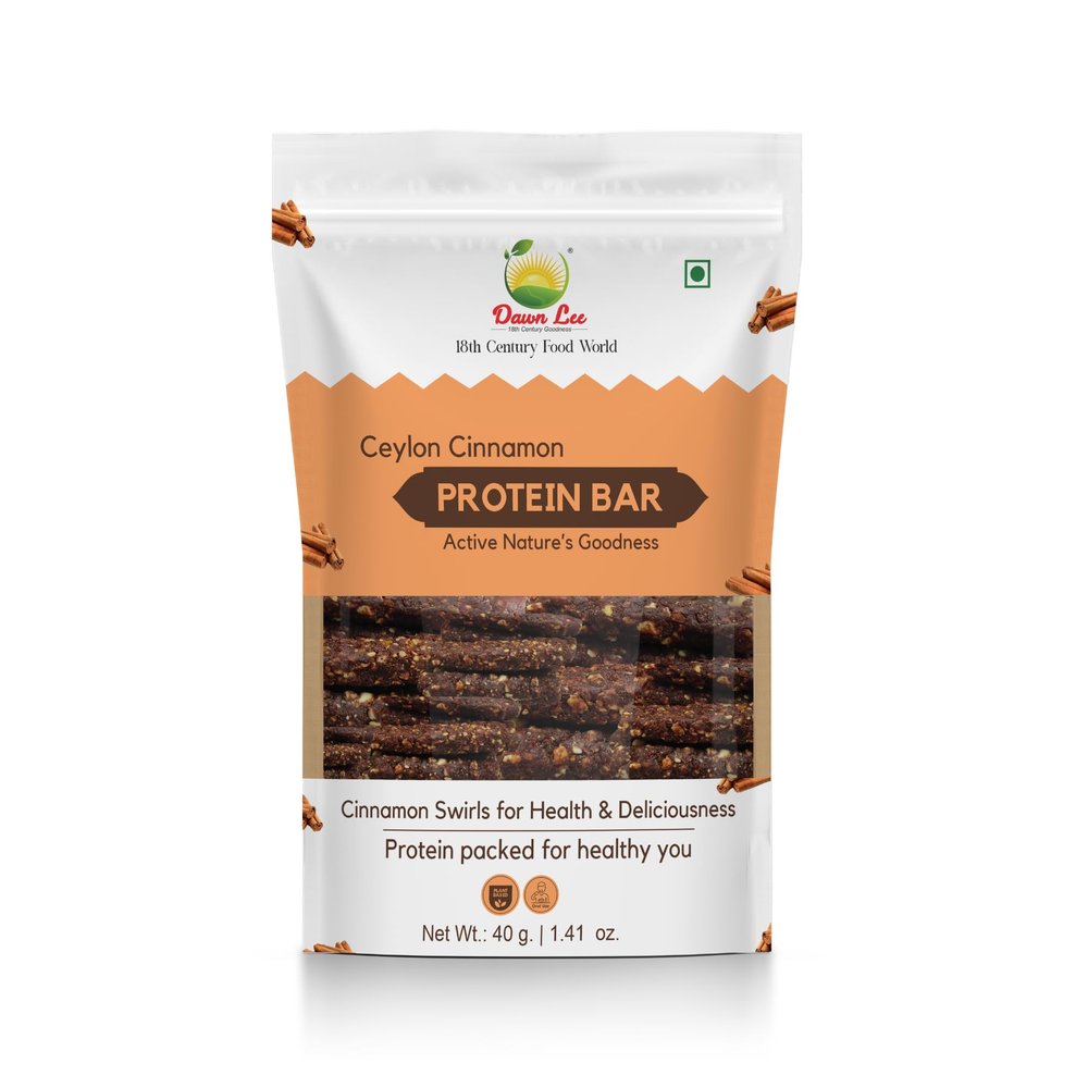 Dawn Lee Ceylon Cinnamon Protein Bar | 40g | 8g Protein | Gluten-Free Snack | With Dry Fruits, Seeds & Rose Petals | No Refined Sugar or Preservatives