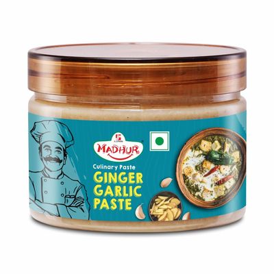 Madhur Ginger Garlic Paste -300g Tin Pack -Blend of Adrak & Lehsun for Indian Recipes -Ideal for Gravies -Curries -and Marinades -Bold -Flavorful Cooking Paste -Made in India