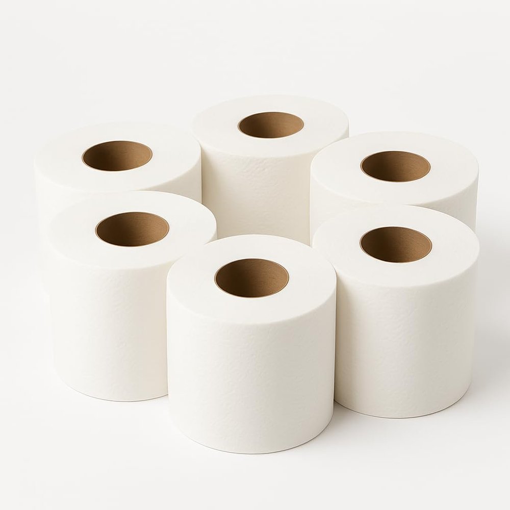 FREAX Toilet Paper Roll 6 Pack | Soft, Strong & Absorbent | White Tissue Paper for Bathroom Use | Standard Size for Home & Office