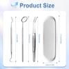 CoolShef 3Pcs Dental Kit with Case  Stainless Steel Plaque Remover for Teeth, Professional Teeth Cleaning Tools Including Dental Mirror, Tweezers & Probe for Oral Care view 3