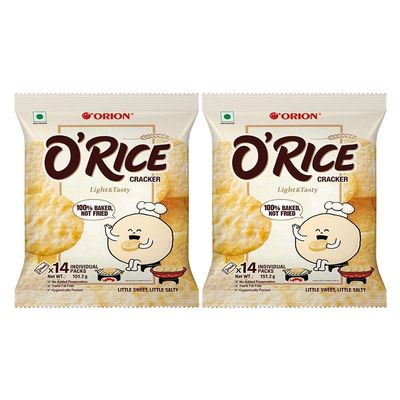 O'Rice Crackers, Light & Tasty, 14 Individual Packs, 151.2g, Pack of 2