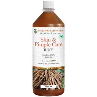 Bageshwar Ayurveda Skin & Pimple Care Juice (1 L) | Helps Control Acne | Ayurvedic Skin Care Expert With Manjisth, Rose, Sankhpushpi & 13 Other Herbs | Helps In Reducing Acne, Pimples & Dark Spot