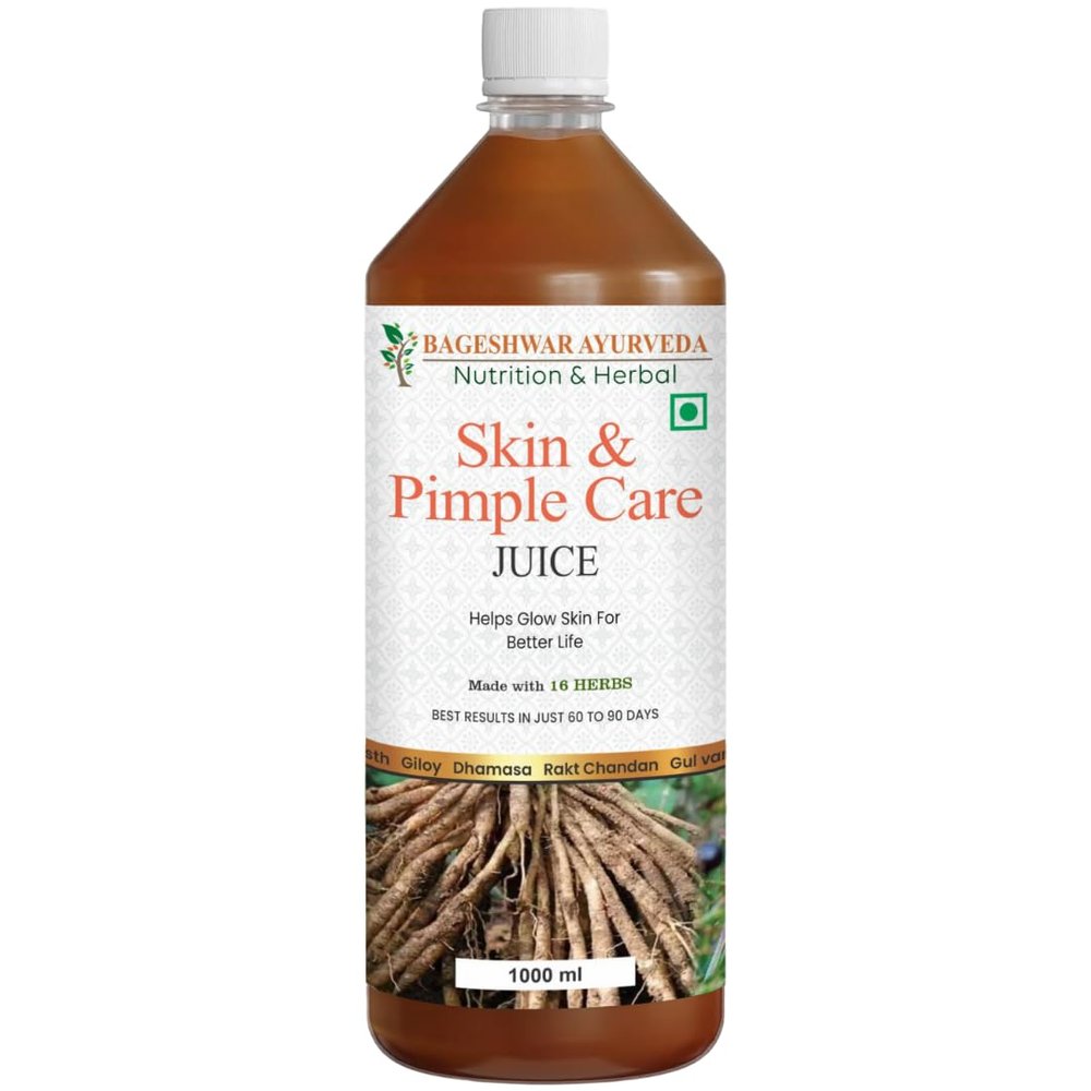 Bageshwar Ayurveda Skin & Pimple Care Juice (1 L) | Helps Control Acne | Ayurvedic Skin Care Expert With Manjisth, Rose, Sankhpushpi & 13 Other Herbs | Helps In Reducing Acne, Pimples & Dark Spot