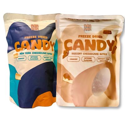 Nam Nam Cheesecake Duo | Freeze-Dried New York Cheesecake Bites & Cheesecake Bites | 100% Vegetarian, No Preservatives | Crunchy Indulgence for Snacking, Sharing & Gifting