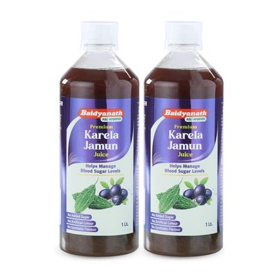 Baidyanath Premium Karela Jamun Juice - 1L (Pack of 2) | Supports Healthy Blood Sugar Levels Naturally |