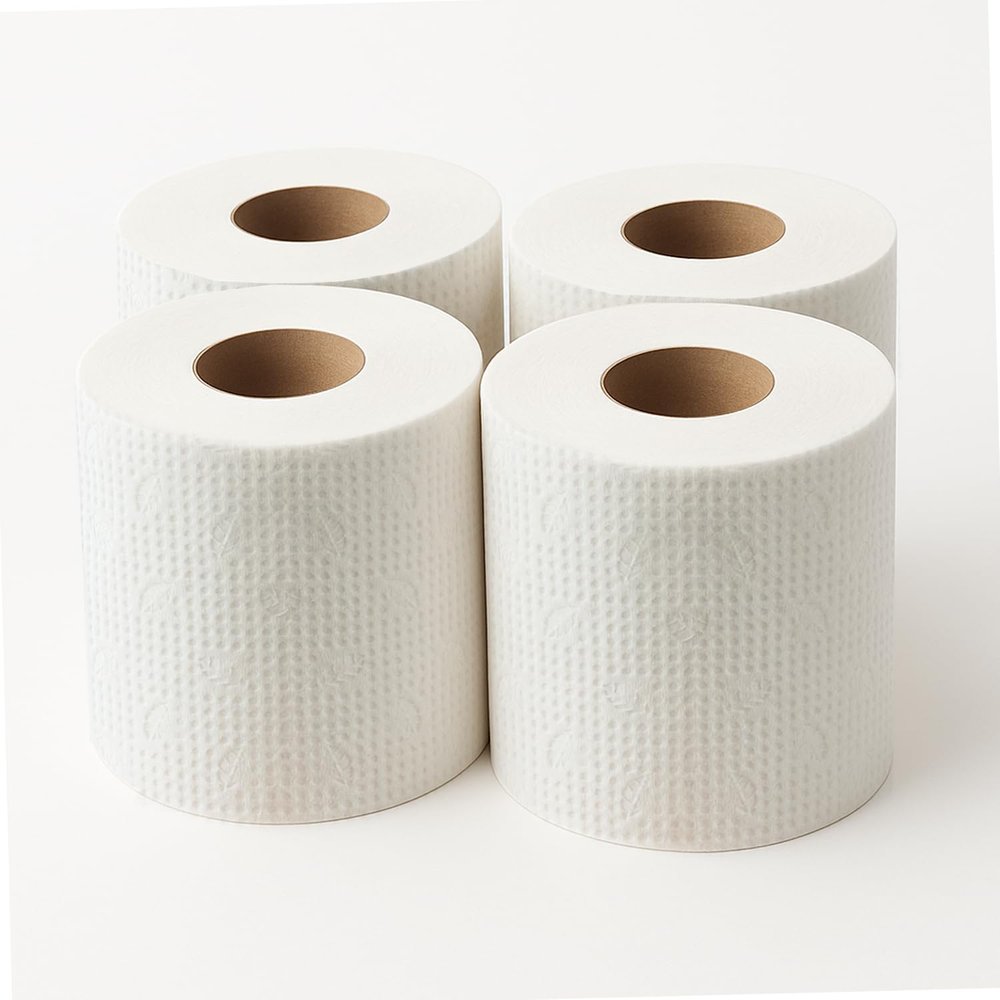 Imvelo 2 Ply Toilet Tissue Rolls - 720 Pulls (180 Pulls x 4 Rolls) - Soft, Highly Absorbent, Septic Safe, 100% Virgin Pulp, OBA-Free Tissue Paper Roll, Bathroom Toilet Roll Pack of 4 - Family Pack