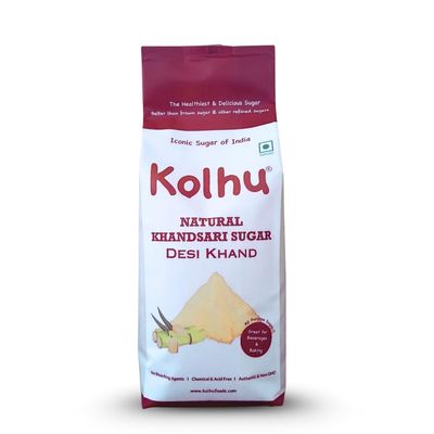 Kolhu Natural Khandsari Sugar (Desi Khand) 4Kg (Pack of 4, Each 1 Kg)