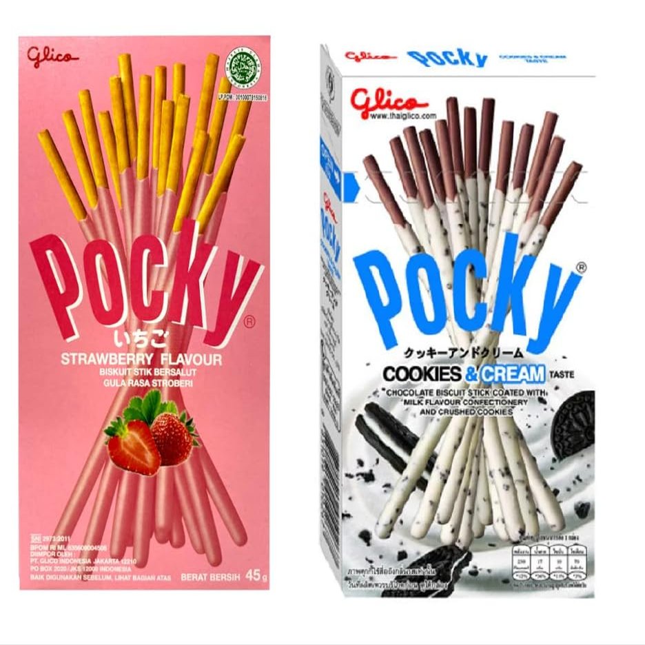 Pocky Strawberry Cream Covered Biscuit Stick (45g) And Pocky Cookies & Cream Covered Biscuit Stick (40g) | Imported