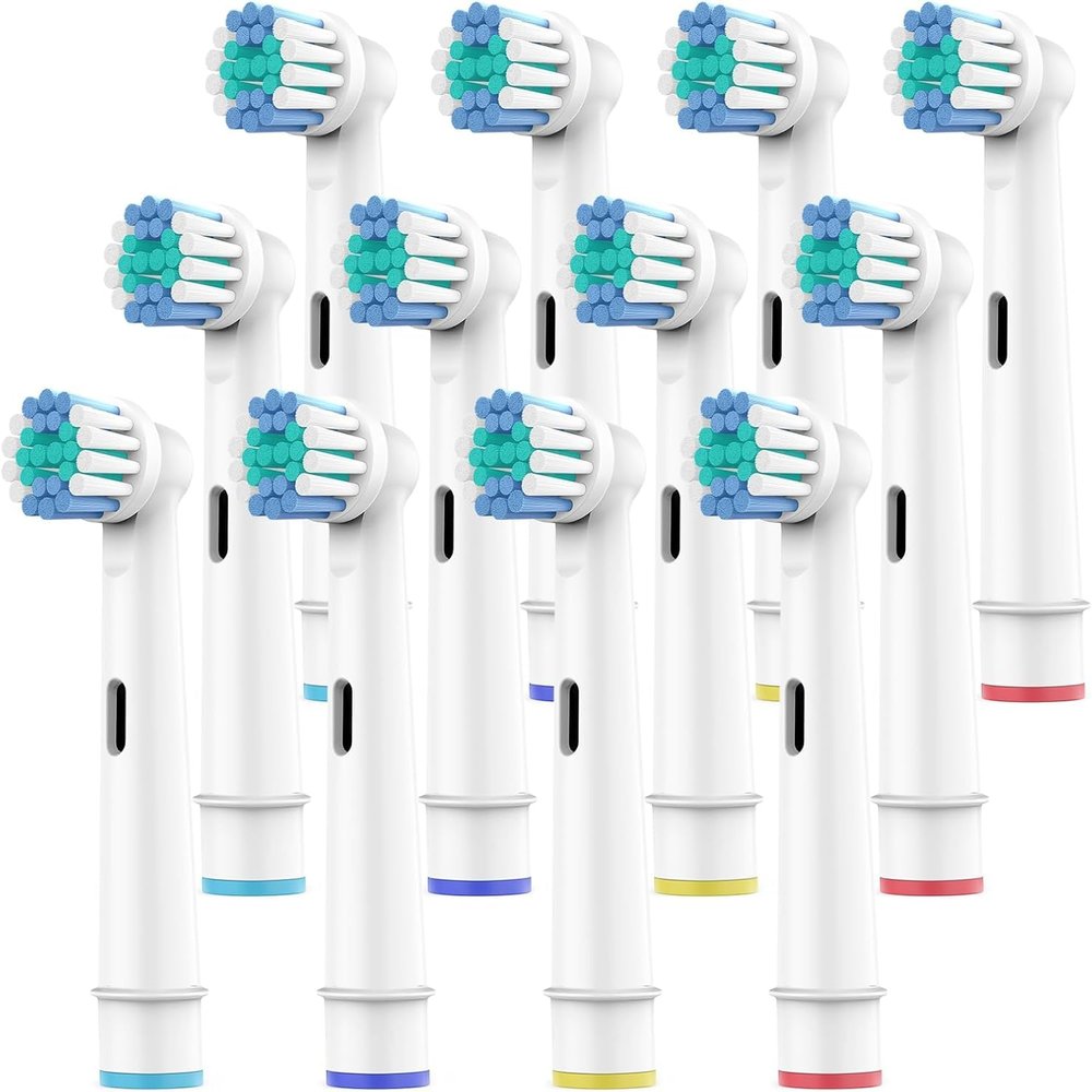 Electric Toothbrush Heads Replacement Brush Head Set White and Blue Soft Bristles for Deep Plaque Removal Compatible with Oralb Pro (All) Braun triumph (12)