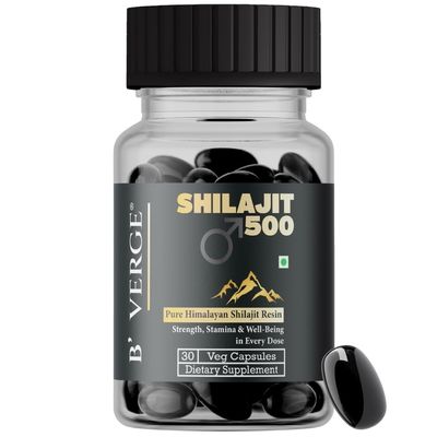 B'Verge Shilajit for Men | shilajit Resin Softgel Capsule Supports Mens Energy, Vitality, and Performance | 500 mg (30 Softgel Capsules) (30 Softgels (Pack of 1))