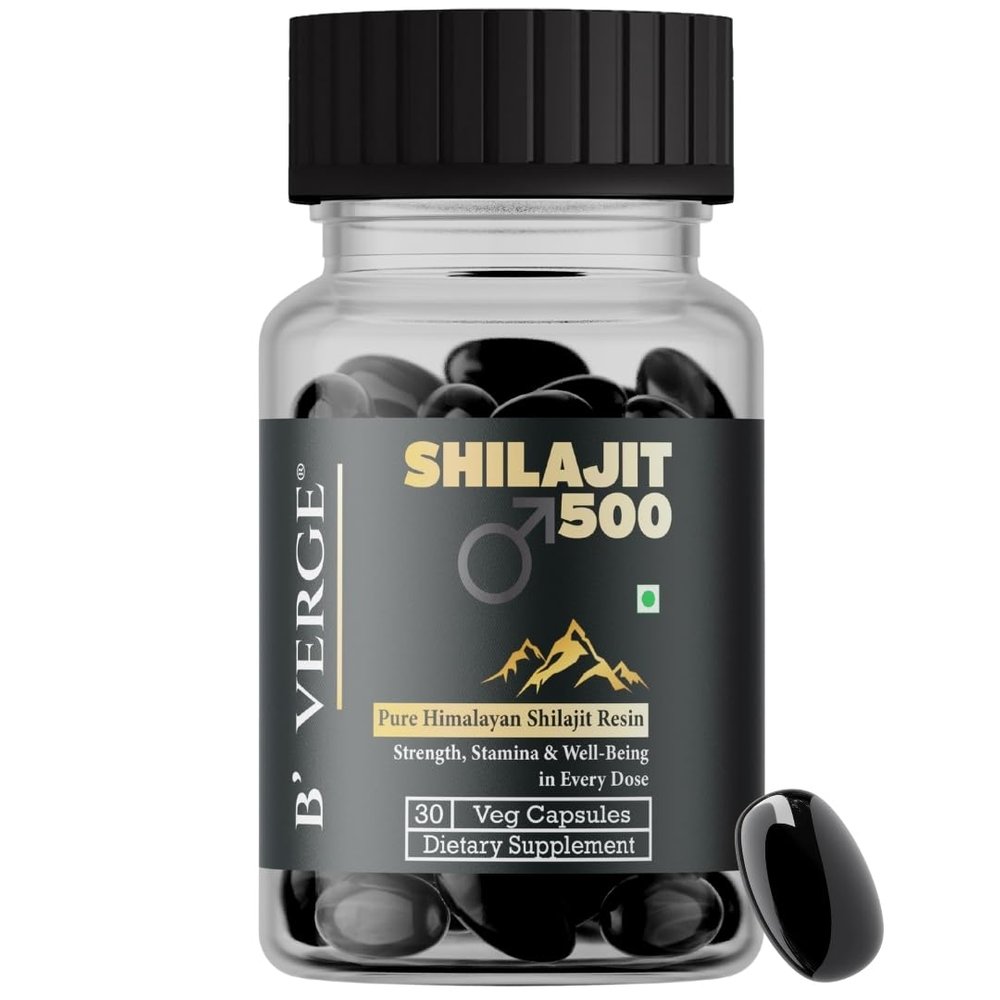 B'Verge Shilajit for Men | shilajit Resin Softgel Capsule Supports Mens Energy, Vitality, and Performance | 500 mg (30 Softgel Capsules) (30 Softgels (Pack of 1))