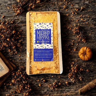 Madison & Pike Blueberry Crumble Tea Cake |250gm| Vanilla Blueberry Cake | Best Coffee & Tea partner | Great for Gifting