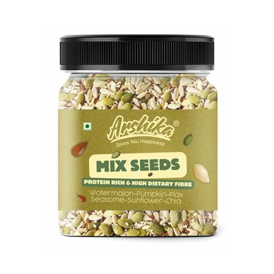 Arshika 100% Orginic Seed Trail Mix |Roasted Unsalted Mix Seeds - Flax, Chia, Sesame, Sunflower, Watermelon, Pumpkin Seeds, Mixed Seeds for Eating (1800g, Mix Seeds)