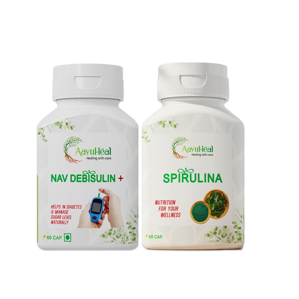 AayuHeal Combo Debisulin Capsules & Spirulina Capsules | Herbal Dietary Supplement for Wellness & Immunity Support