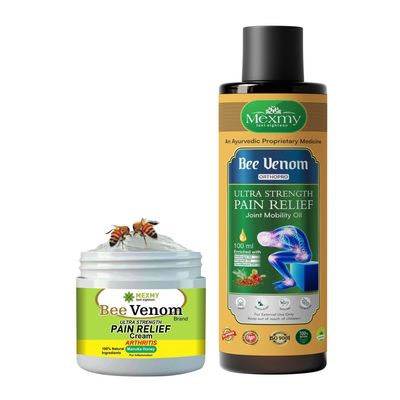 bee venom pain relief oil - 100ML & cream -100GM | ayurvedic medicine pain relief from joint, muscle, knee, shoulder, muscle pain heel & back | ideal for flexible joint & neck | helps ease pain
