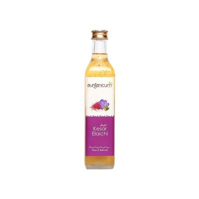 Kesar Elaichi Sharbat  Natural, Saffron & Cardamom Infused Beverage  Refreshing & Aromatic Delight in 500 ml Bottle. (Glass)