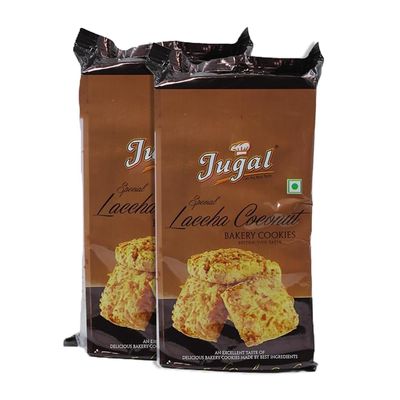 Jugal Bakers Laccha Coconut Cookies (Pack of 2, 200gm Each) Nariyal Biscuits, Healthy Evening Tea Snacks, Baked Nariyal Cookie, Tasty Bakery Cookies