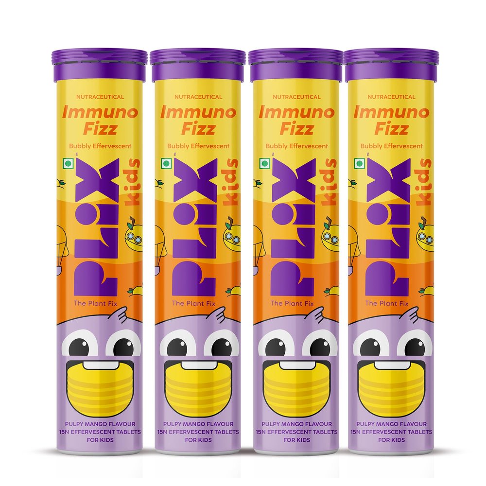 PLIX - THE PLANT FIX Kids ImmunoFizz Effervescent | Wellmune & Tulsi | Boosts Immunity & Supports Respiratory Health | Sugar-Free & Preservative-Free | 60 Tablets