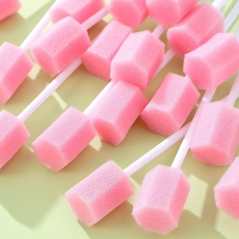 MJ Talk Tools 50pcs Disposable Oral Care Swabs, Oral Swabs For Speech Therapy, Toothette Oral Swabs, Mouth Oral Swabs (Pink)