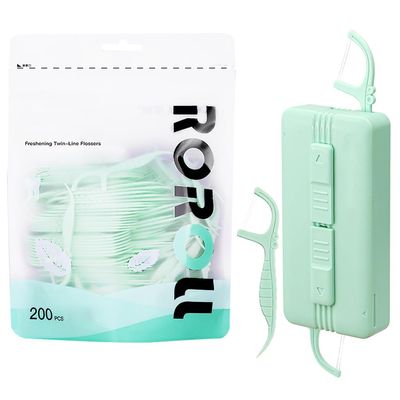 HASTHIP Portable Dental Floss Dispenser with Dual-Line Floss Picks, Travel-Friendly Tooth Cleaning Tool with Mint Flavor for Fresh Breath, Effective Oral Care Holder for Teeth, Flossers