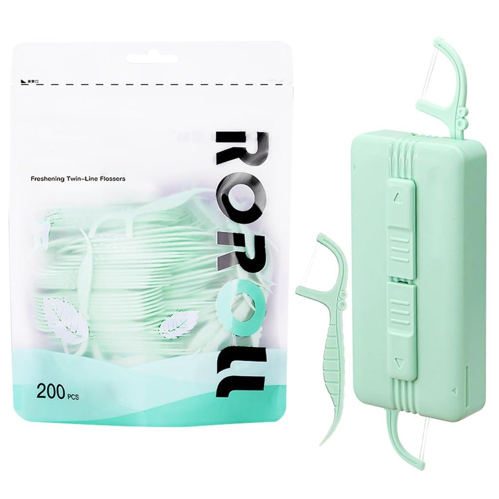 HASTHIP Portable Dental Floss Dispenser with Dual-Line Floss Picks, Travel-Friendly Tooth Cleaning Tool with Mint Flavor for Fresh Breath, Effective Oral Care Holder for Teeth, Flossers