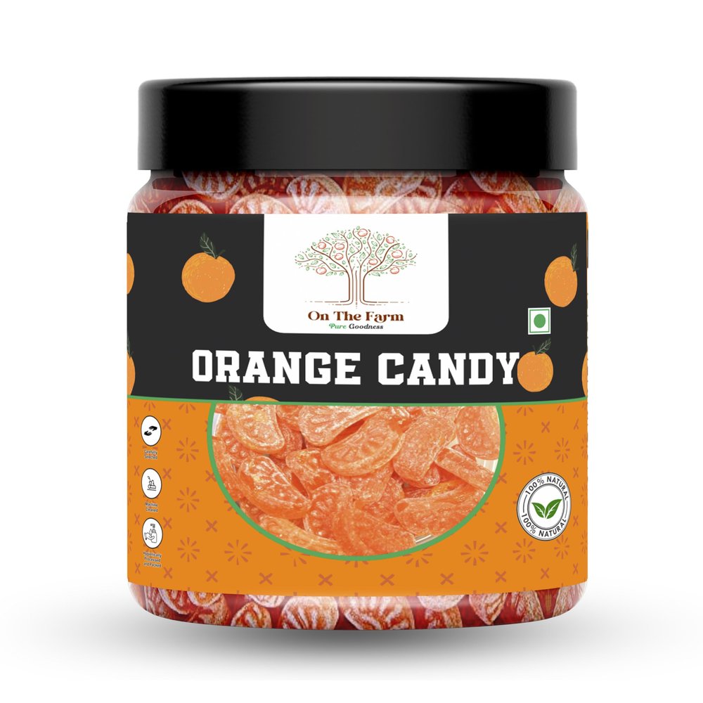 On The Farm Orange Candy | Narangee Candy | Santra Toffee | Tangy Orange Flavoured Toffee | Vegetarian Soft Candy | Sweet & Juicy Orange Treats for Kids & Adults | Perfect Snack- 500gm