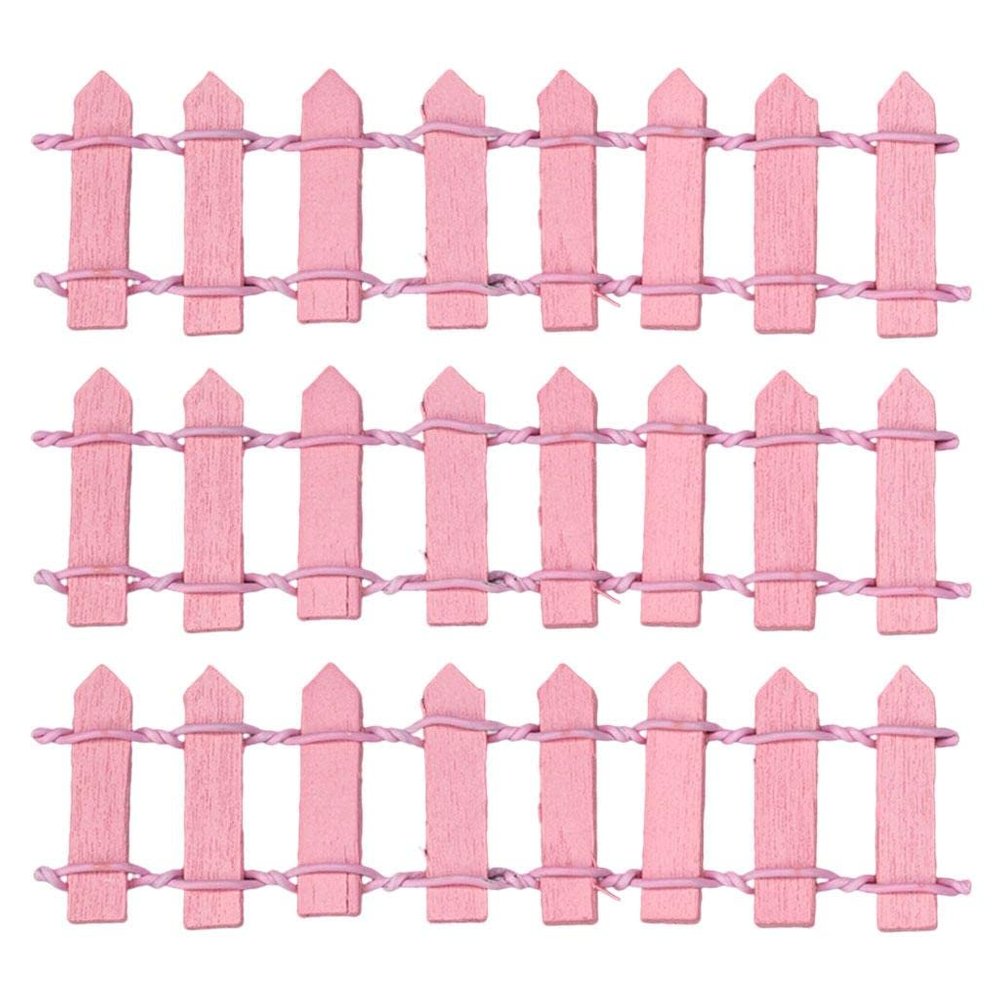 Fashion My Day 3Piece Dollhouse Garden Fence Dollhouse Decor Kit Decoration for Outdoor Pink | Modern | Clothes & Accessories | Dolls