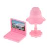 Fashion My Day 5xDollhouse Miniature Laptop Table Lamp Set Study Room Accessory Pink | Modern | Clothes & Accessories | Dolls view 4