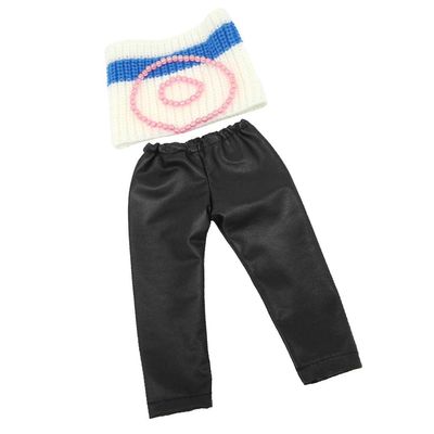 Fashion My Day 3xSweater Shawl Top & PU Leather Pants Set for 18'' Doll | Modern | Clothes & Accessories | Dolls