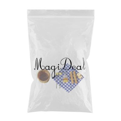 Fashion My Day 4xMini Miniature Bread Picnic Cloth with Basket 1/12 Doll House Blue Plaid | Modern | Clothes & Accessories | Dolls