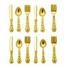 Fashion My Day 2x1:12 Dollhouse Miniature Tableware Toys 1/12 Fork Spoon Set Golden | Modern | Clothes & Accessories | Dolls view 3