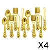 Fashion My Day 4x1:12 Dollhouse Miniature Tableware Toys 1/12 Fork Spoon Set Golden | Modern | Clothes & Accessories | Dolls view 2