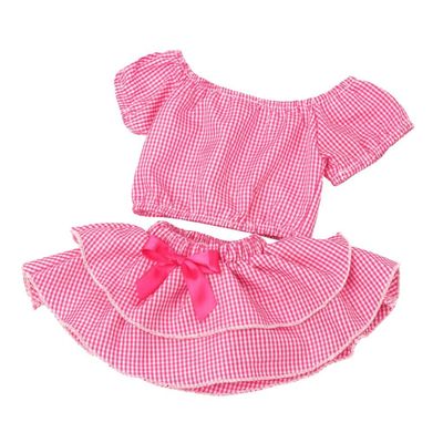 Fashion My Day 3xFashion Plaid Boat Neck Top & Dress for 18inch American Doll Dress Up Pink | Modern | Clothes & Accessories | Dolls