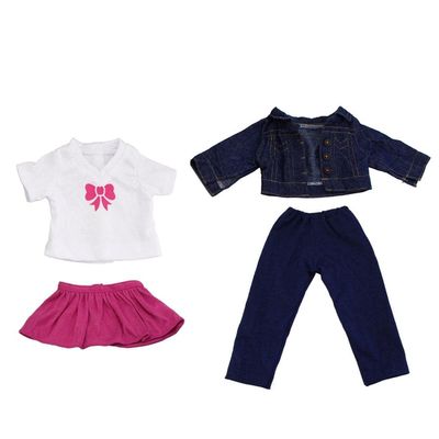 Fashion My Day 2xT-Shirt Jeans Top Skirt Trousers Outfits Clothes for 18'' Girl Doll | Modern | Clothes & Accessories | Dolls