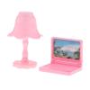 Fashion My Day 4xDollhouse Miniature Laptop Table Lamp Set Study Room Accessory Pink | Modern | Clothes & Accessories | Dolls view 3