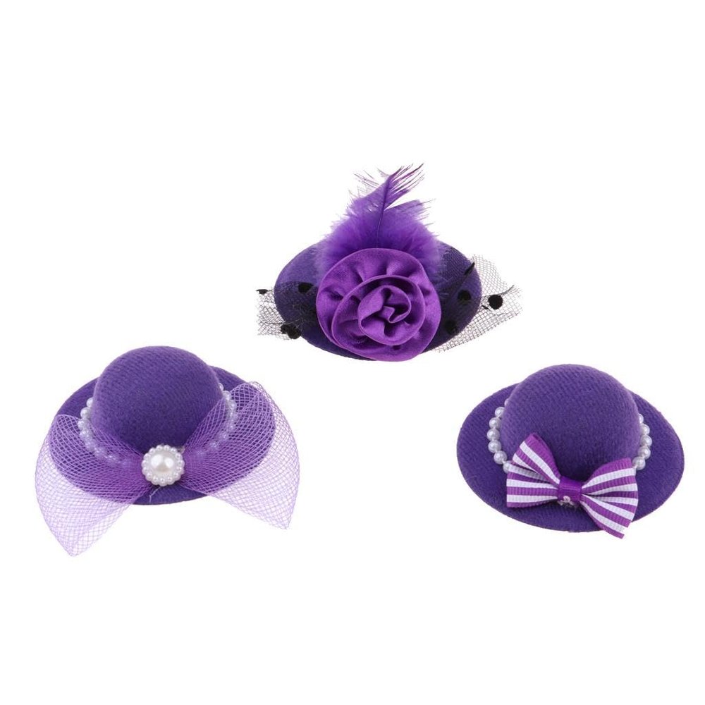 Fashion My Day 3x3Pcs Vintage Bowler Hat Cap for 28-30cm Barbie Doll Clothes Accs Purple | Modern | Clothes & Accessories | Dolls
