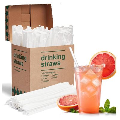 Amit Marketing 6 mm Corn Starch Straws | Eco-Friendly Compostable Sustainable Disposable Drinking Straws | Cocktail Cold Drink Bubble Tea Juice Smoothie Thick Shakes Non-Bendable White (500 Pcs)