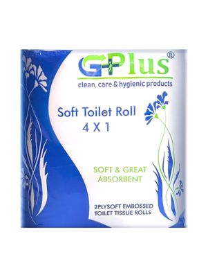 Gplus Premium Toilet Tissue Paper Rolls | 4-Pack | 2-Ply Ultra Soft, Highly Absorbent Bathroom Tissue | Extra Heavy 100g Rolls | Strong, Durable & Gentle for Everyday Use