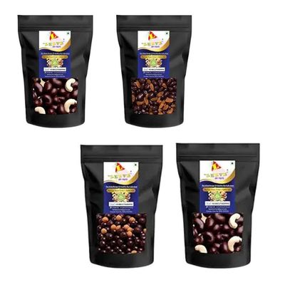 Leeve Dry Fruits Choco Coated Cashew, Raisin, Butterscotch Nut Combo Pack | High Fiber & Rich In Protein | Chocolate Coated Delicious Nuts | Preservatives Free Ideal for Travel, Snacks | 200gm Each