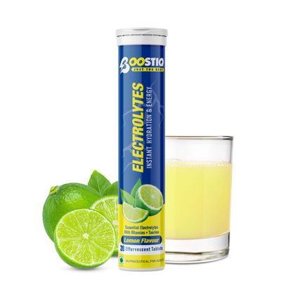 BOOSTIQ Electrolytes Low Sugar Energy Drink For Instant Hydration & Daily Rehydration With 5 Essential Electrolytes + Vitamins, Sports Drink for Men and Women (20 count (Pack of 1), Lemon)