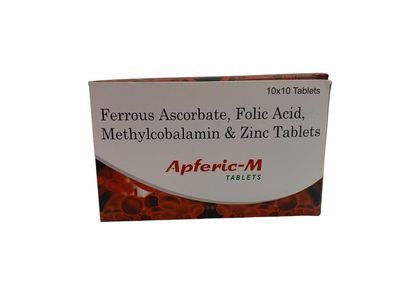 AP PRO BITE APFERIC-M Tablets with Ferrous Ascorbate 100 mg, Zinc 22.5 mg, Methylcobalamin 1500 mcg | Multinutrient Supplement for Daily Use | Includes Essential Minerals and Vitamins - 10*10 Tablets