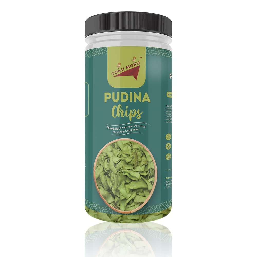 Toku Moku Pudina Chips Tasty & High Protein Snacks Chips | 30% Of Protein Needs | No Palm Oil, Cholesterol or Trans Fats | No Junk & Chemicals (Single, Pudina Chips)