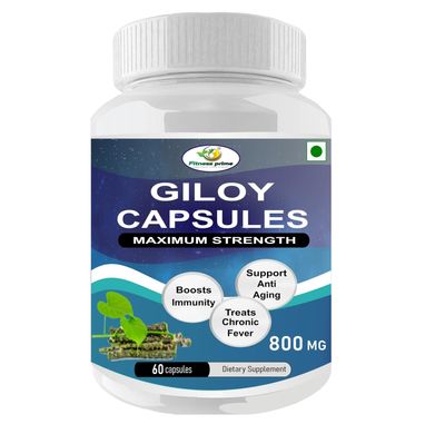 Fitness Prime Giloy 800 mg Capsules for Stress & Anxiety | Advanced Formula for Overall Wellness (60 Capsules)