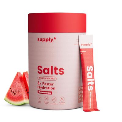 Supply6 Salts | Electrolyte Mix | Zero Added Sugar | Sodium, Potassium, Magnesium, Zinc & Fiber | Keto Friendly, Vegan Friendly, No Preservatives (36 Servings, Watermelon)