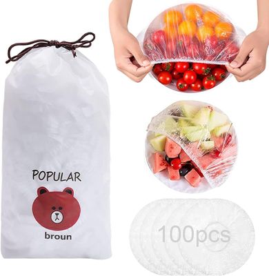 FOXIGON 100 Pcs Reusable Elastic Food Storage Covers  Plastic Stretch Bowl Lids for Kitchen, Fridge & Containers | Adjustable Universal Sealing Wraps (40x40x2 cm)