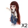 Fashion My Day 2xNew 16cm BJD Doll 13 Ball Jointed Girl Eyes Face Makeup Wig Clothes Full Set Style6 | Modern | Clothes & Accessories | Dolls view 2