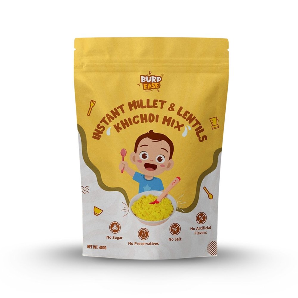 BURPEASE Instant Khichdi Mix for Babies Millet & Lentils | 100% Natural | No Sugar, Salt, or Preservatives | 400g | For (6 Months & Above) (PACK OF 1)