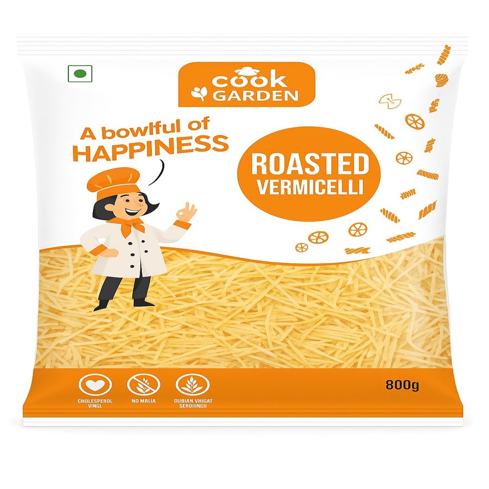 Cook Garden 100% Semolina | High Protein Healthy Diet | Maida Free & Cholesterol Free (Roasted Vermicelli- 800g) | Roas-ted Sevai | Roasted Semiya| Ready to Cook